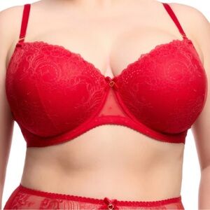 NWT Dita Von Teese Fiamma Rose Red Moulded Bra 38D
